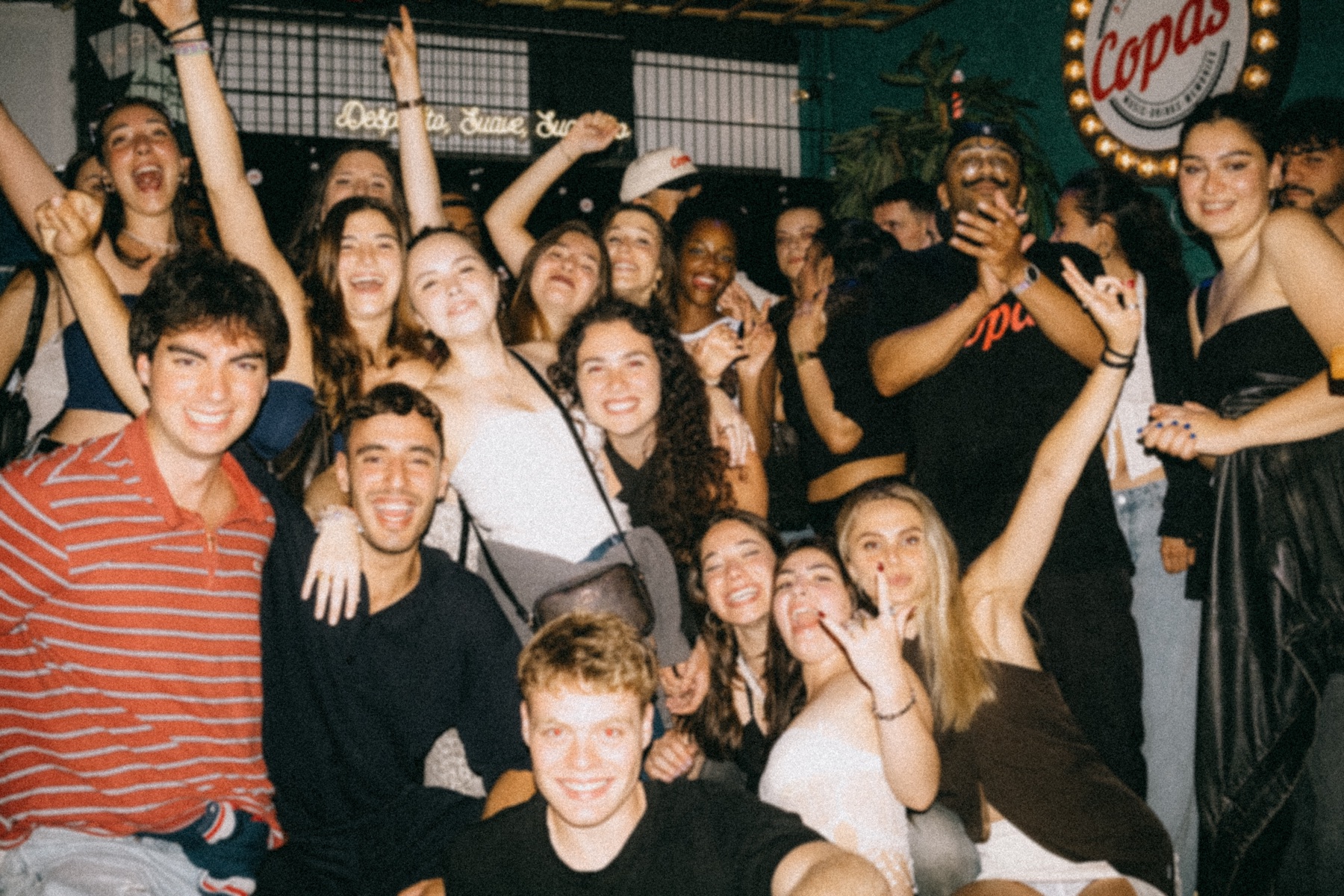 Friends celebrating a night at Copas Groningen
